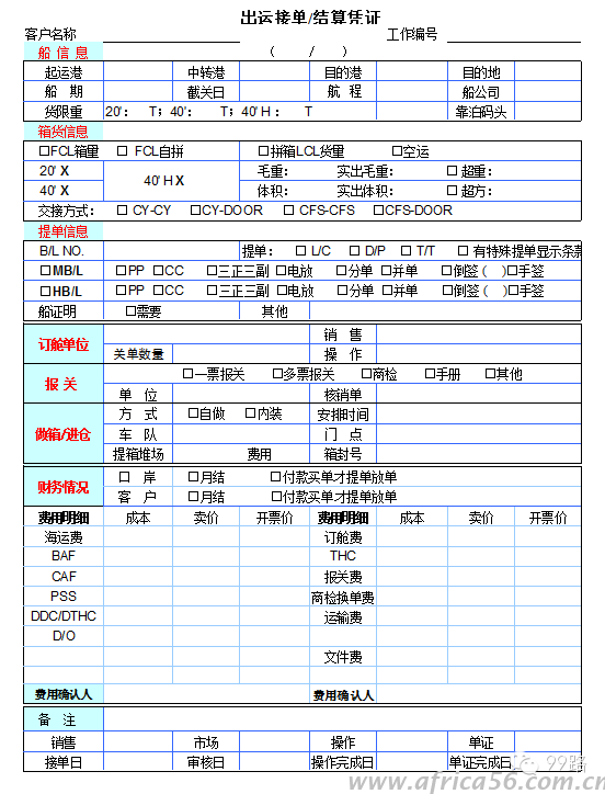 旭洲物流带来货代工作常用表格汇总，同行请收好