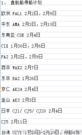 旭洲物流整理春节期间各船公司各航线停船计划汇总来袭，收好不谢！